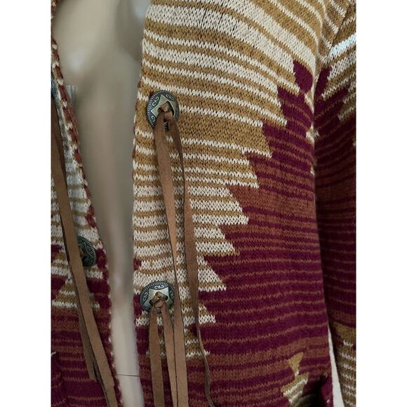 COTTON RYE‎ OUTFITTERS OPEN FRONT SOUTHWESTERN AZTEC CARDIGAN CONCHO ACCENTS NWT - Picture 4 of 14